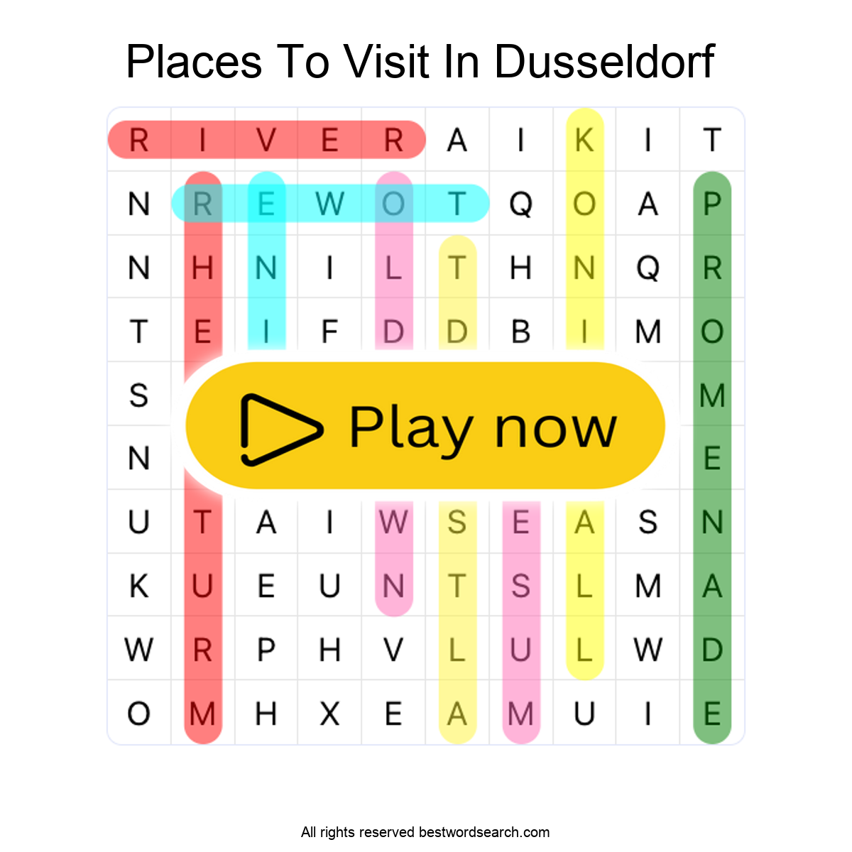 Places To Visit In Dusseldorf Places To Visit Word Search